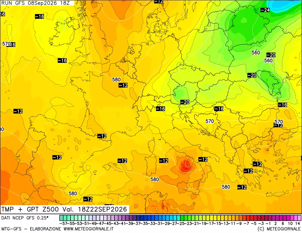 mappa 500 hPa Temp + GPT