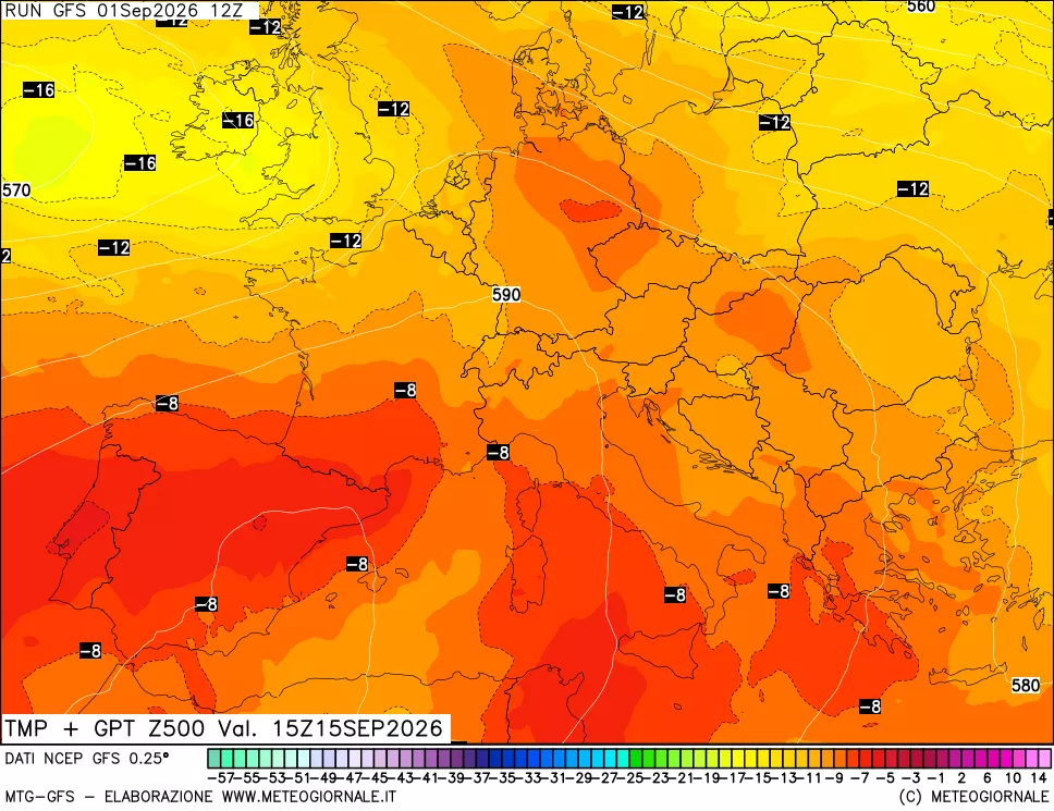mappa 500 hPa Temp + GPT