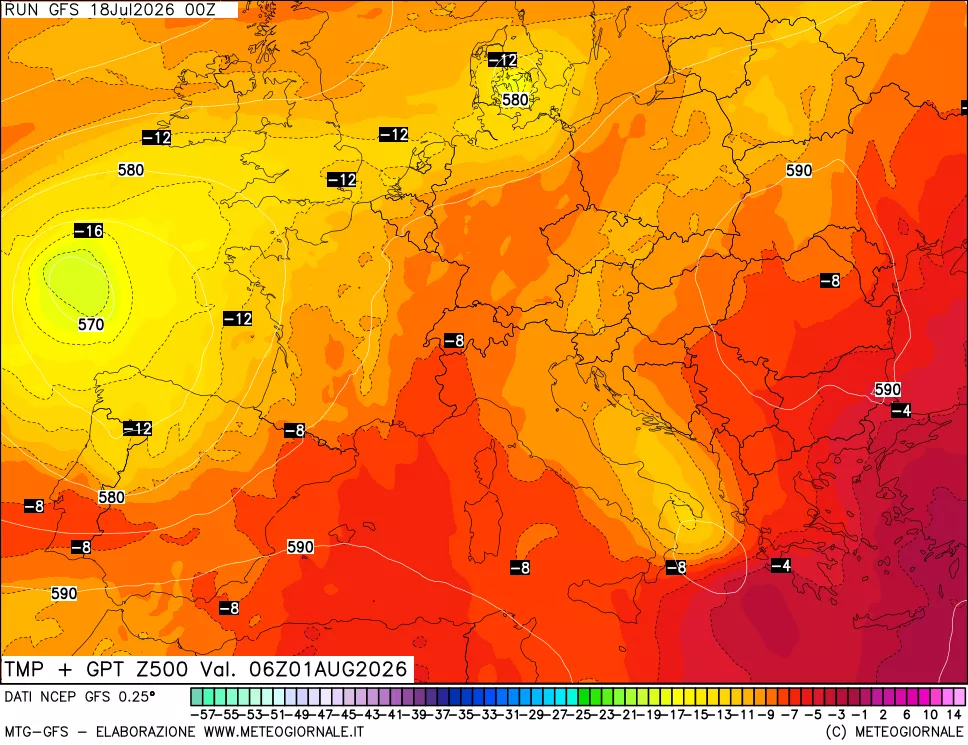 mappa 500 hPa Temp + GPT