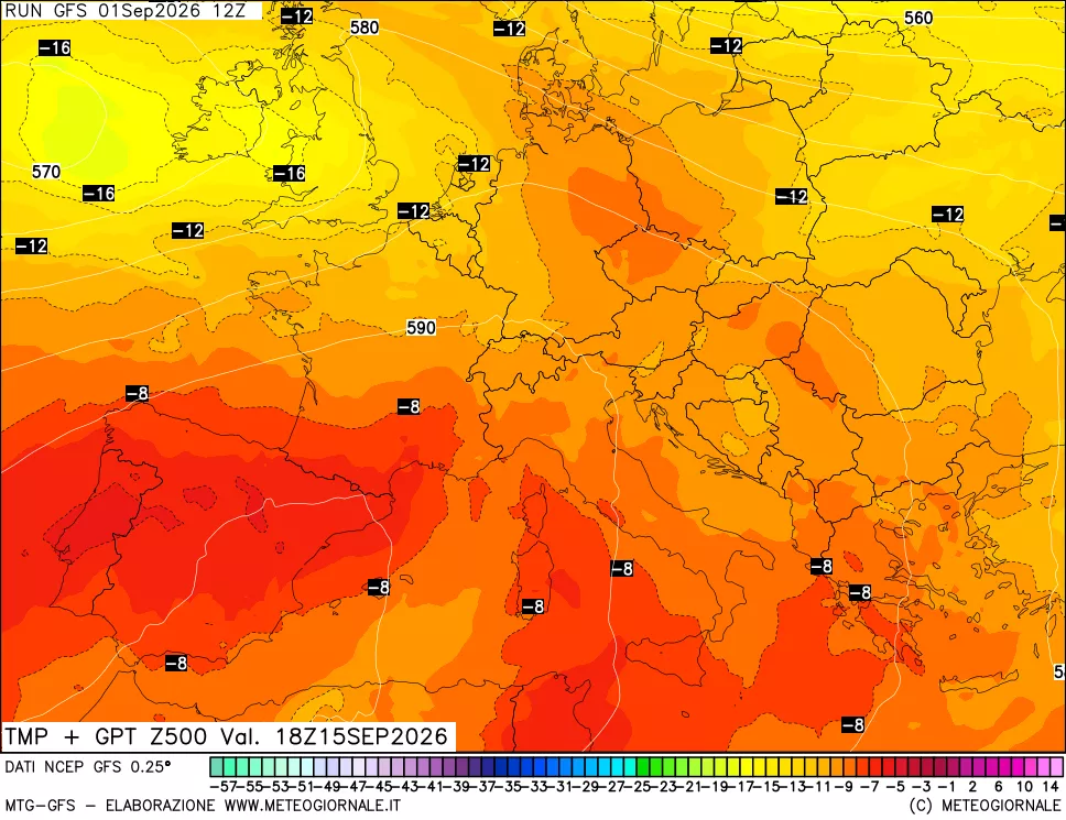 mappa 500 hPa Temp + GPT