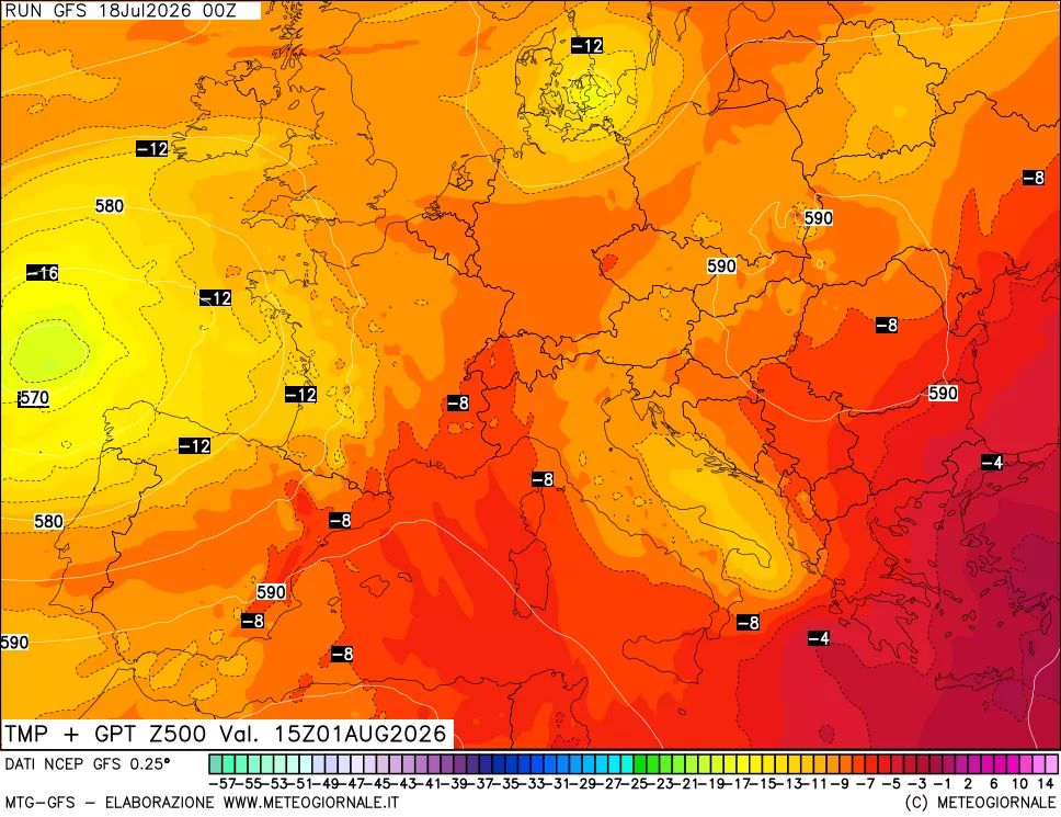 mappa 500 hPa Temp + GPT