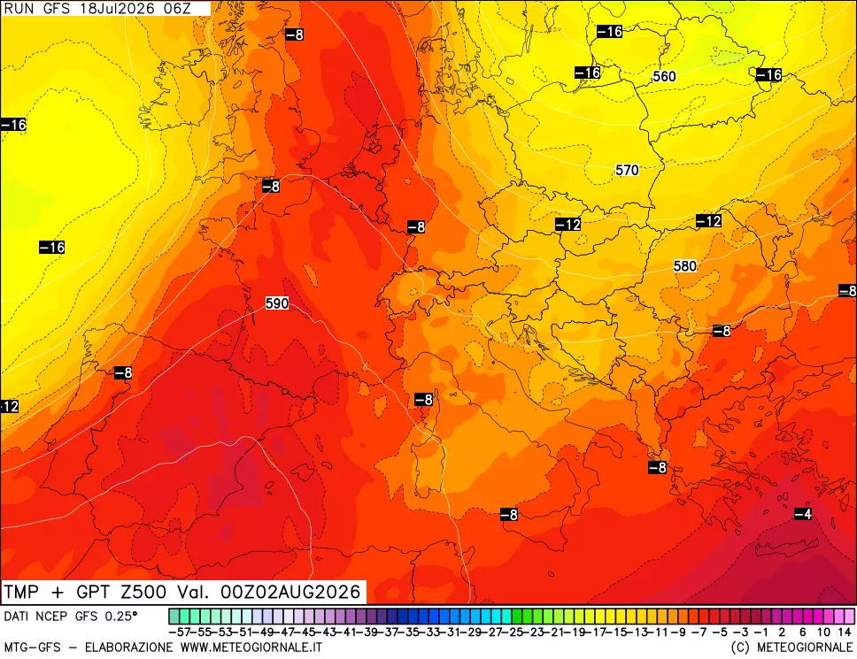 mappa 500 hPa Temp + GPT