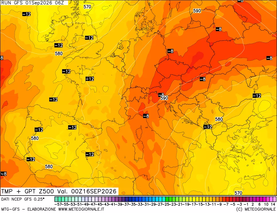 mappa 500 hPa Temp + GPT