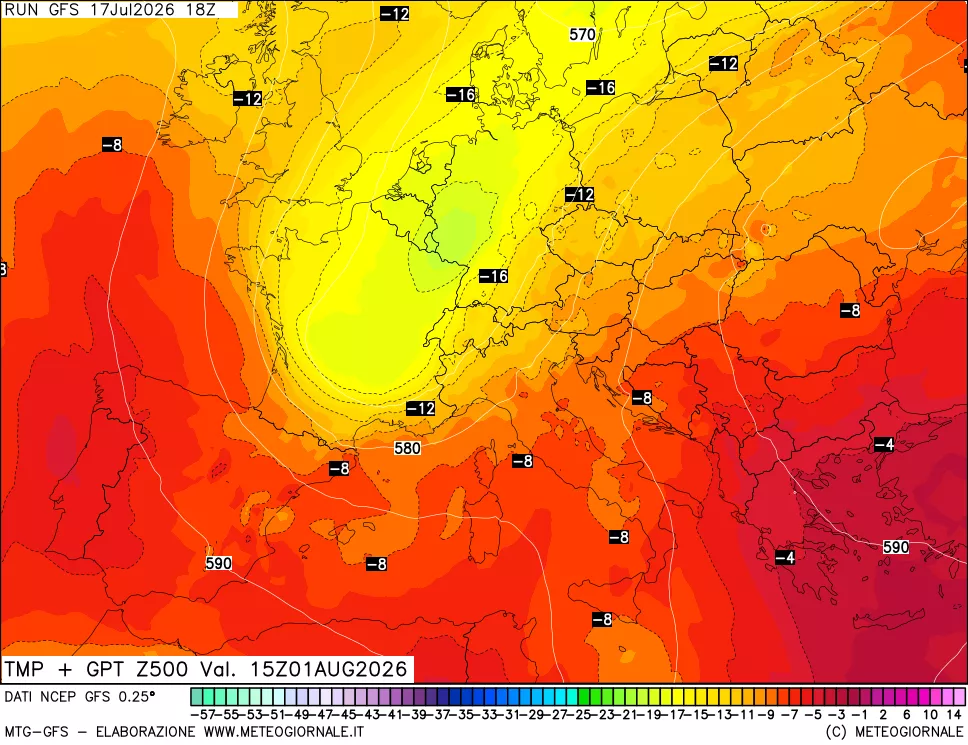 mappa 500 hPa Temp + GPT