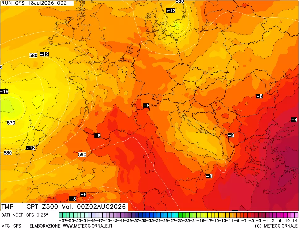 mappa 500 hPa Temp + GPT