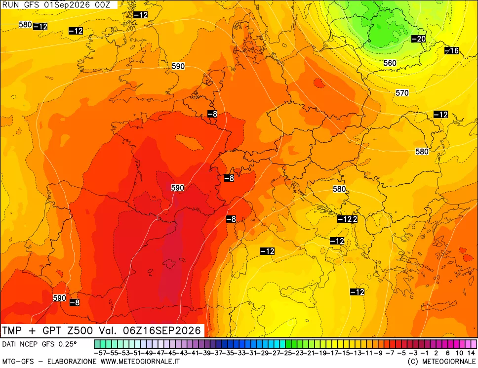 mappa 500 hPa Temp + GPT