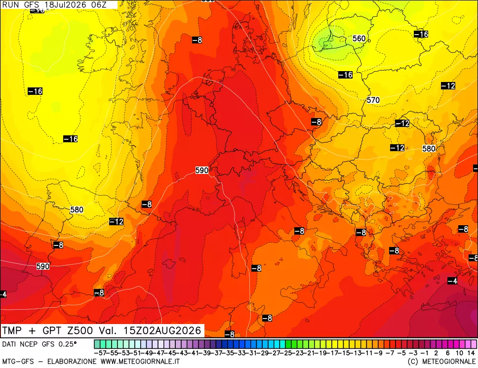 mappa 500 hPa Temp + GPT