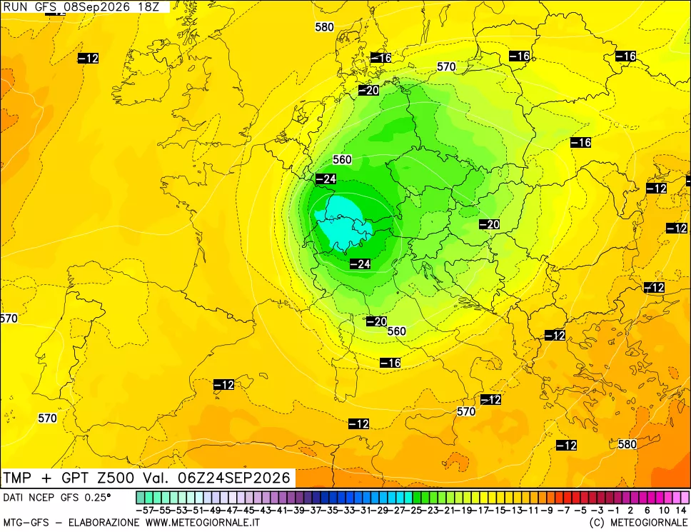 mappa 500 hPa Temp + GPT