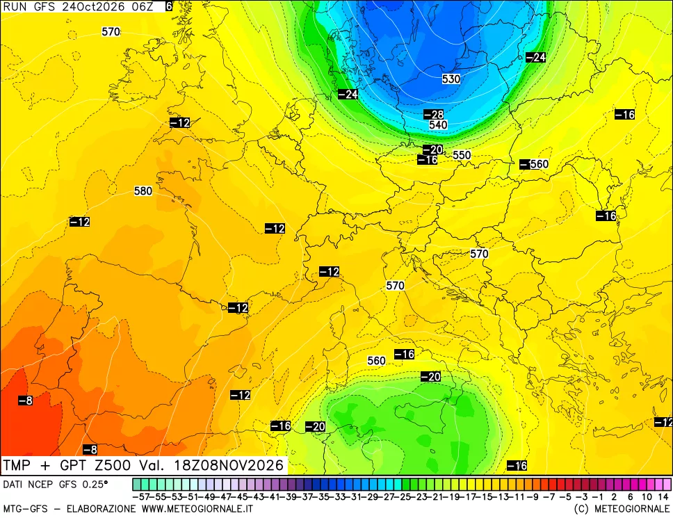 mappa 500 hPa Temp + GPT