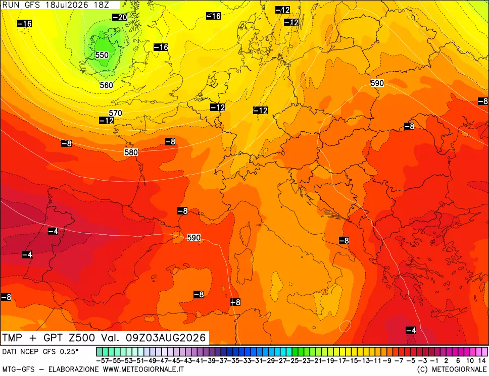 mappa 500 hPa Temp + GPT