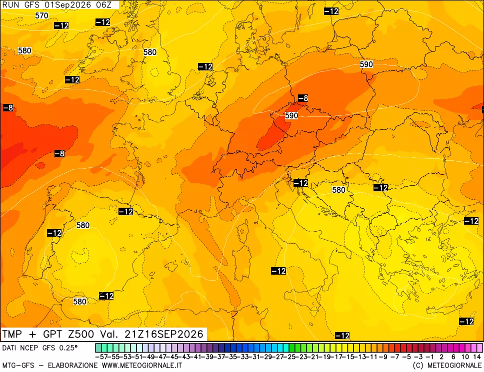 mappa 500 hPa Temp + GPT