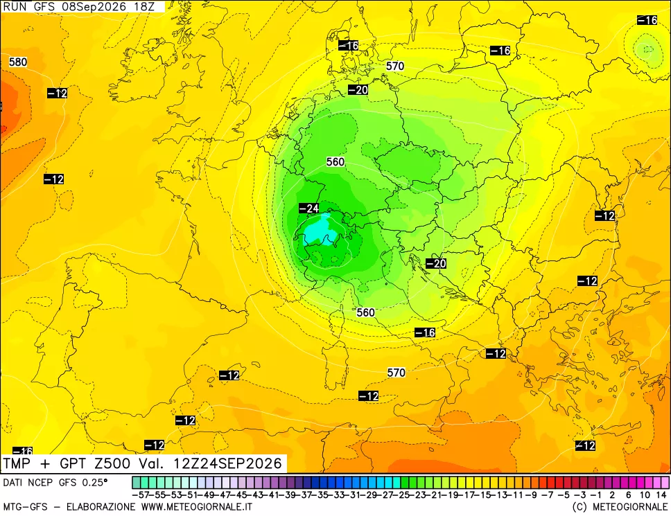 mappa 500 hPa Temp + GPT