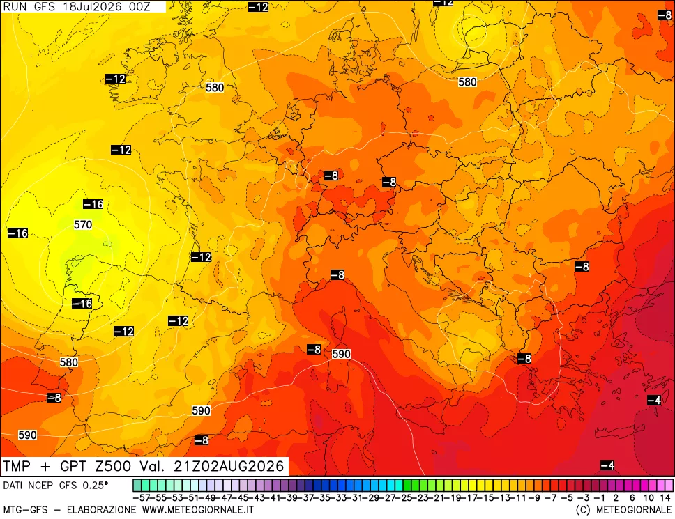 mappa 500 hPa Temp + GPT