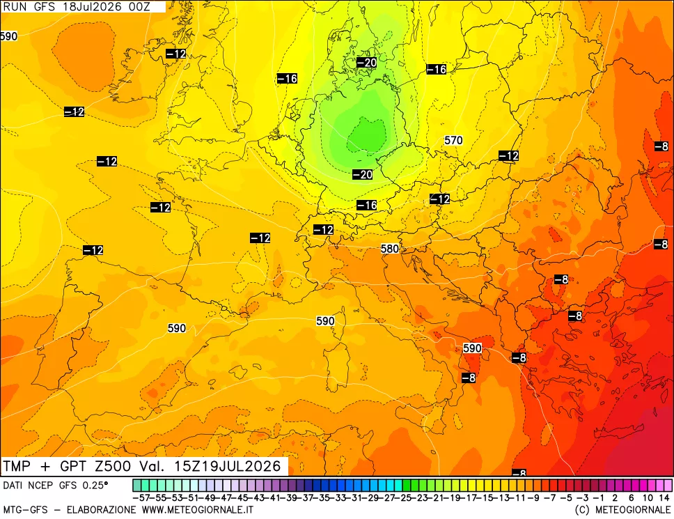 mappa 500 hPa Temp + GPT