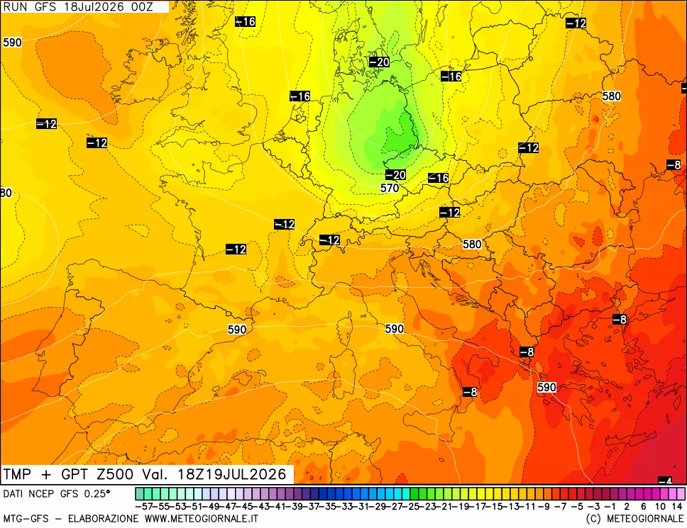 mappa 500 hPa Temp + GPT