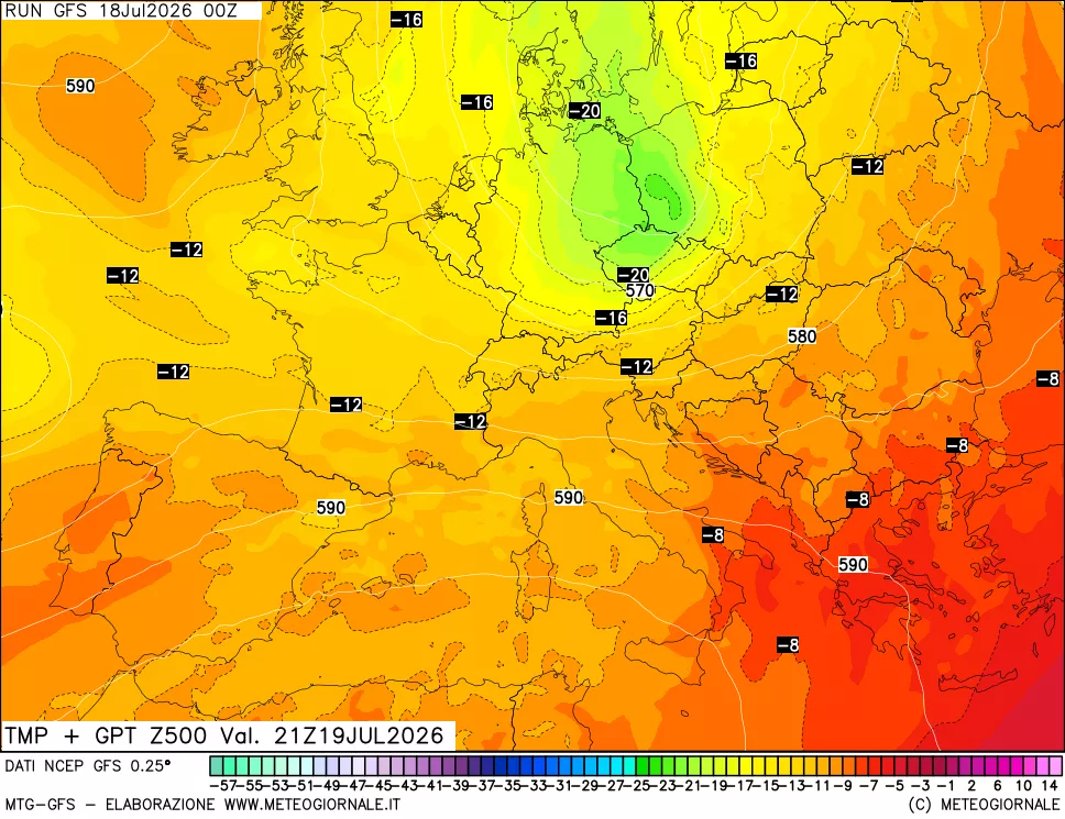 mappa 500 hPa Temp + GPT