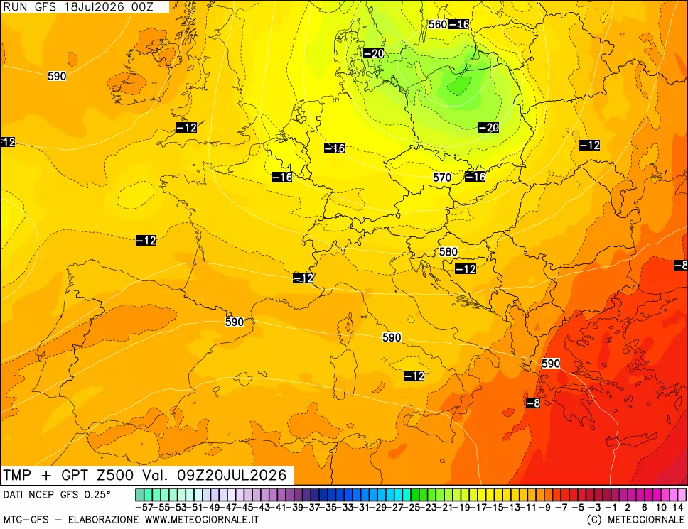 mappa 500 hPa Temp + GPT