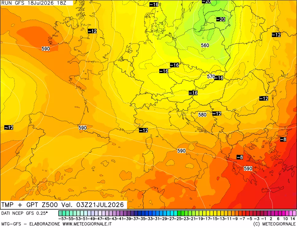 mappa 500 hPa Temp + GPT