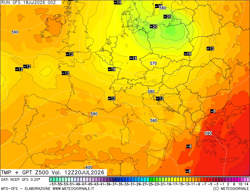 mappa 500 hPa Temp + GPT