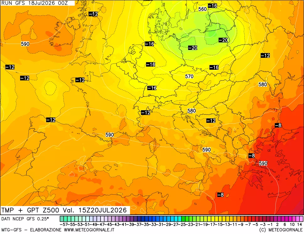 mappa 500 hPa Temp + GPT