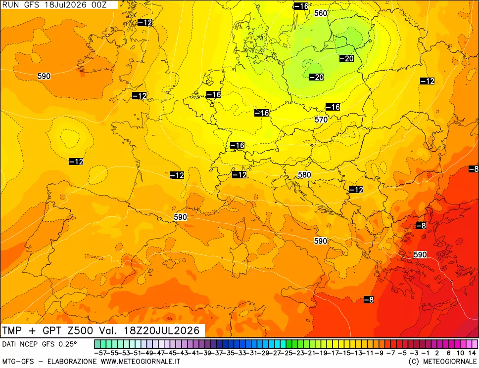 mappa 500 hPa Temp + GPT