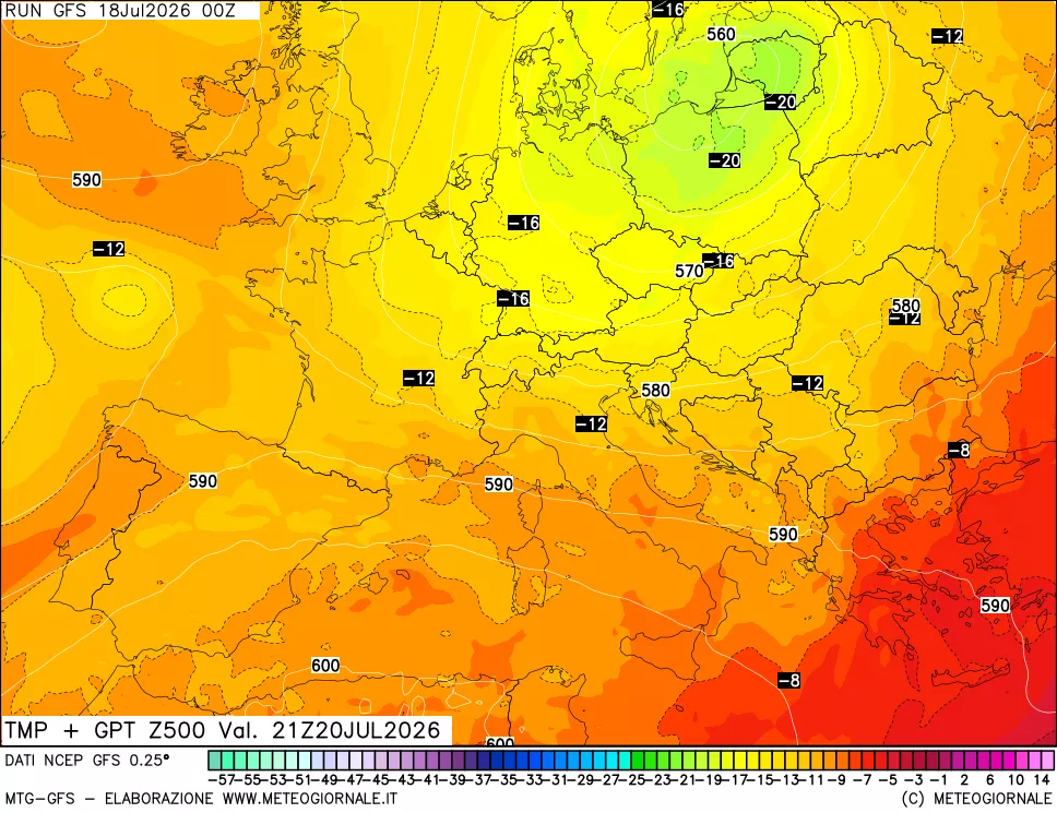 mappa 500 hPa Temp + GPT