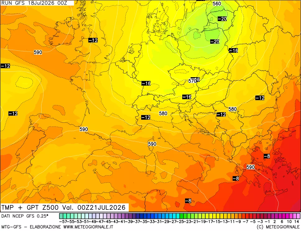 mappa 500 hPa Temp + GPT