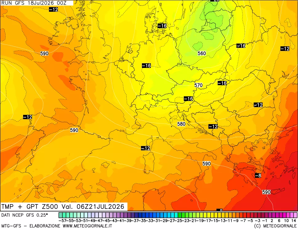 mappa 500 hPa Temp + GPT