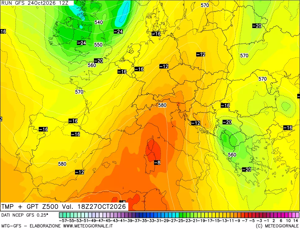 mappa 500 hPa Temp + GPT