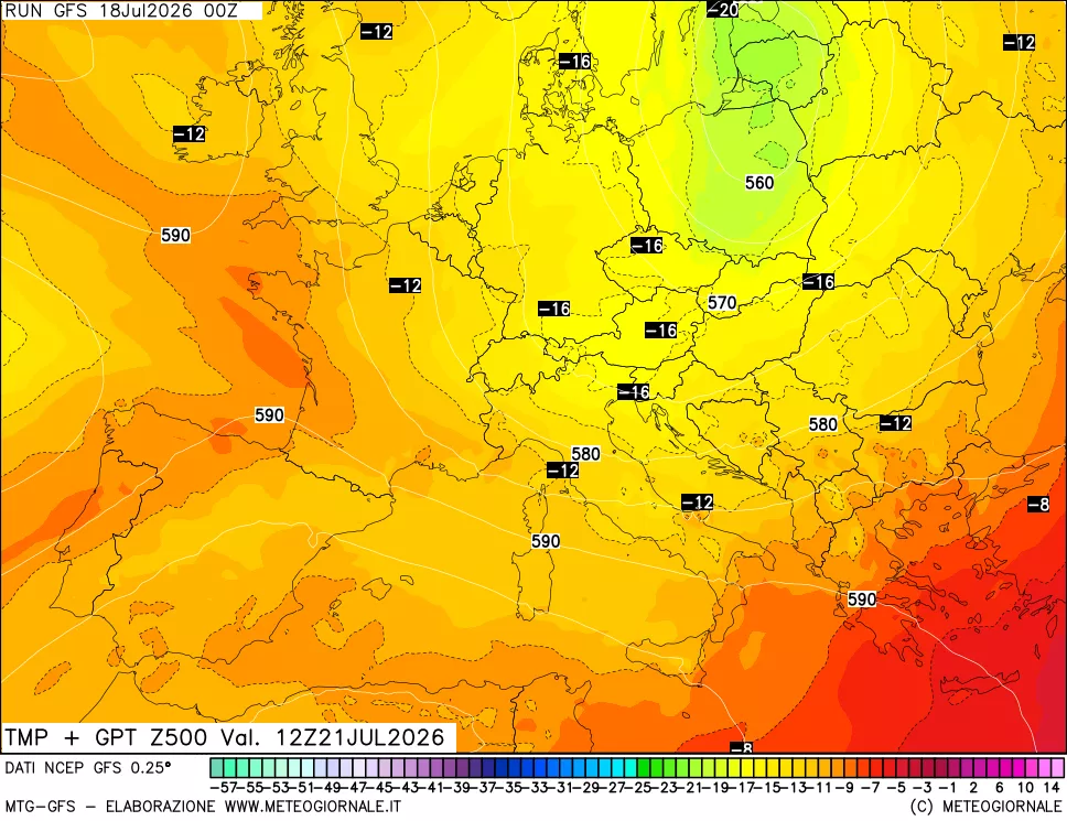 mappa 500 hPa Temp + GPT