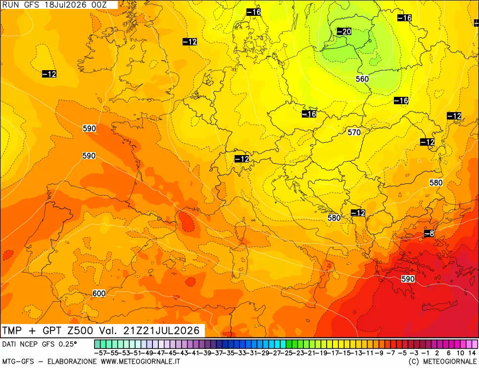 mappa 500 hPa Temp + GPT