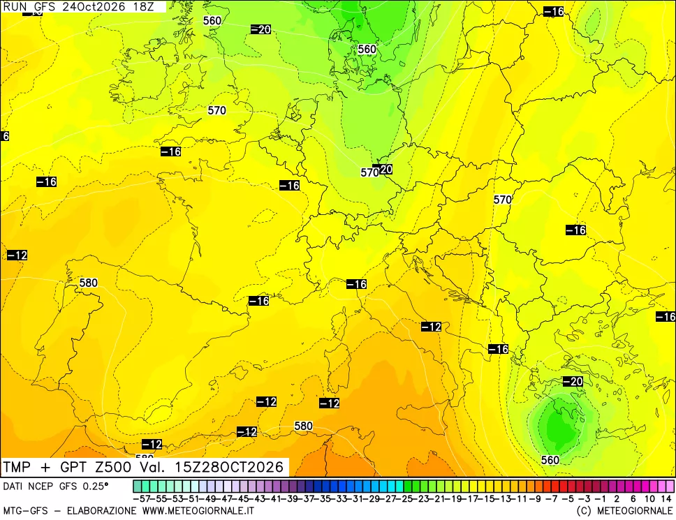mappa 500 hPa Temp + GPT
