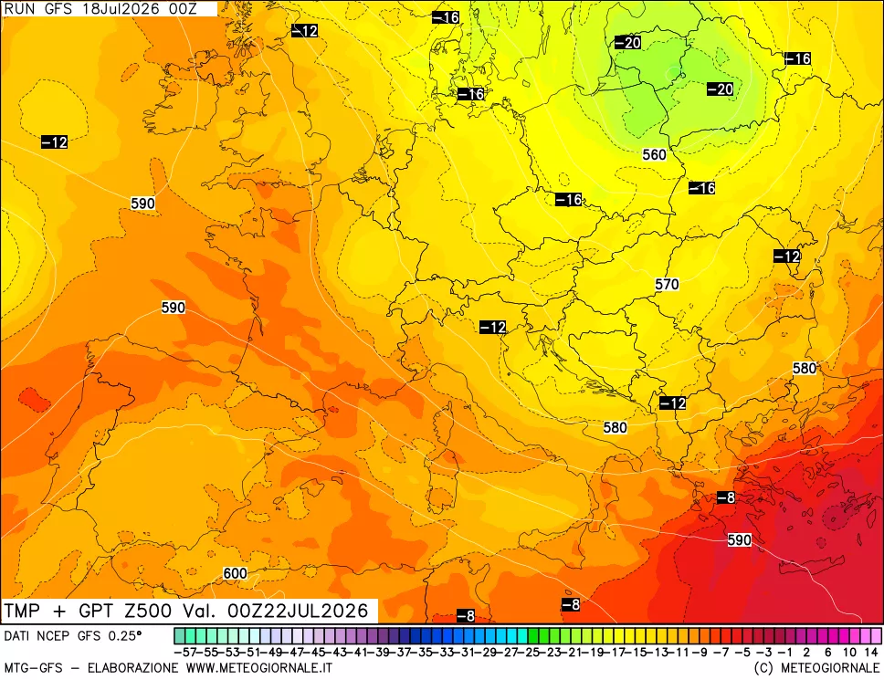 mappa 500 hPa Temp + GPT