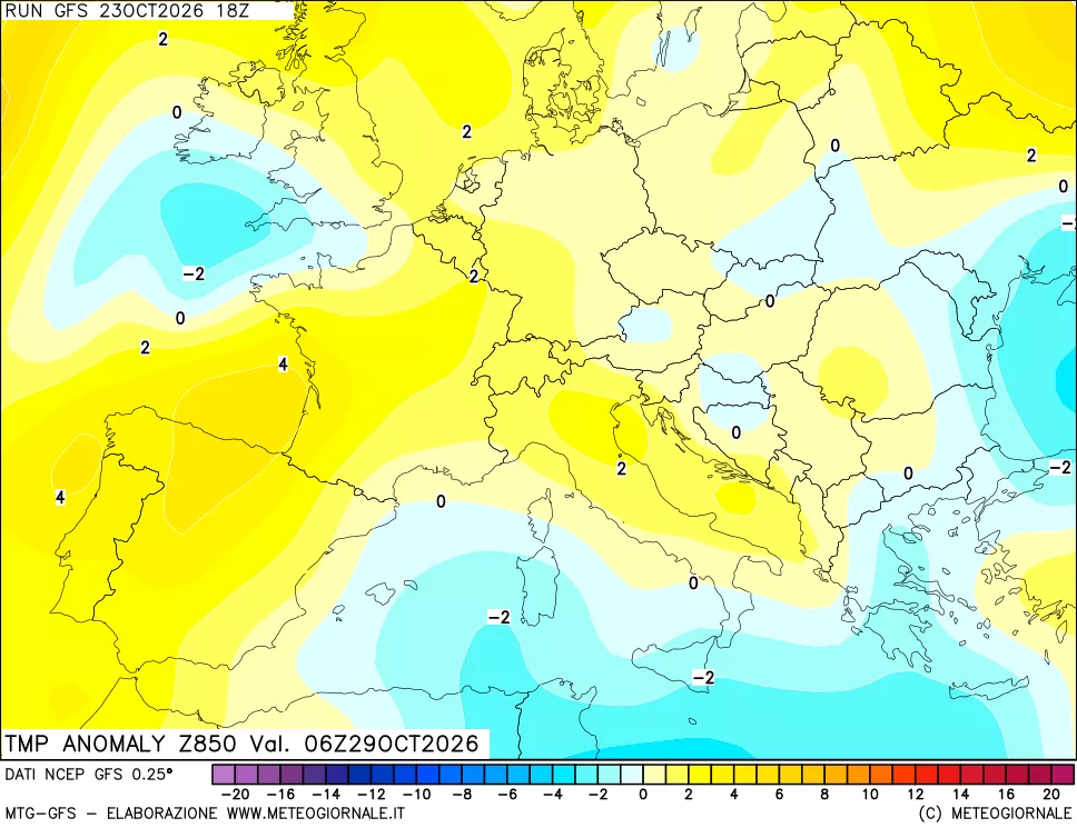 mappa 850 hPa Temp Anomaly vs Cli.No 1981-2010