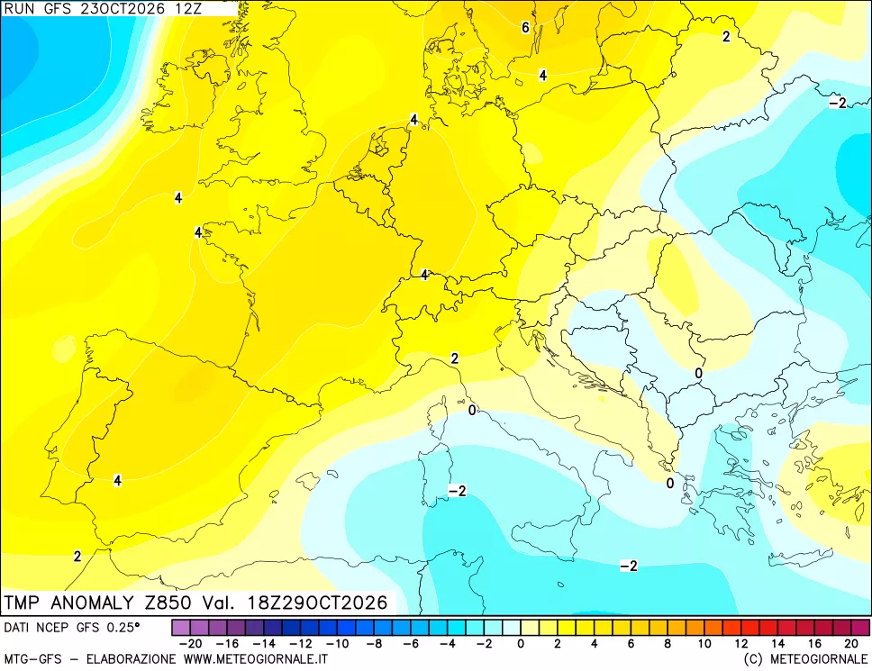 mappa 850 hPa Temp Anomaly vs Cli.No 1981-2010