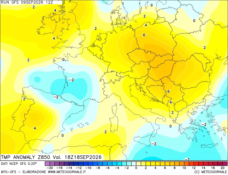 mappa 850 hPa Temp Anomaly vs Cli.No 1981-2010