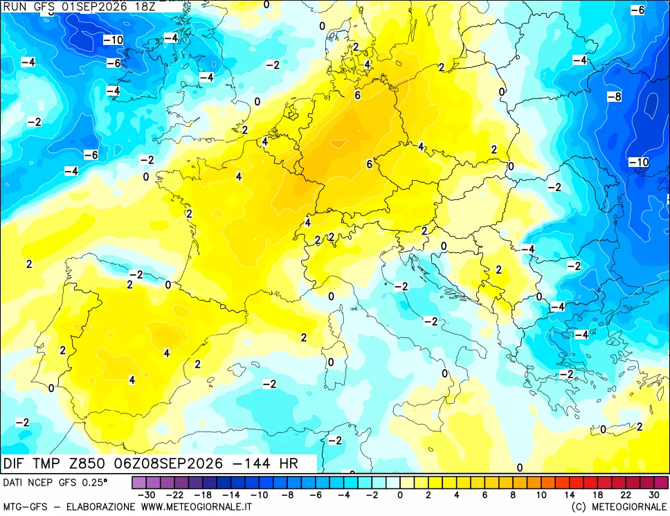 mappa 850 hPA Dif. Temp - Init