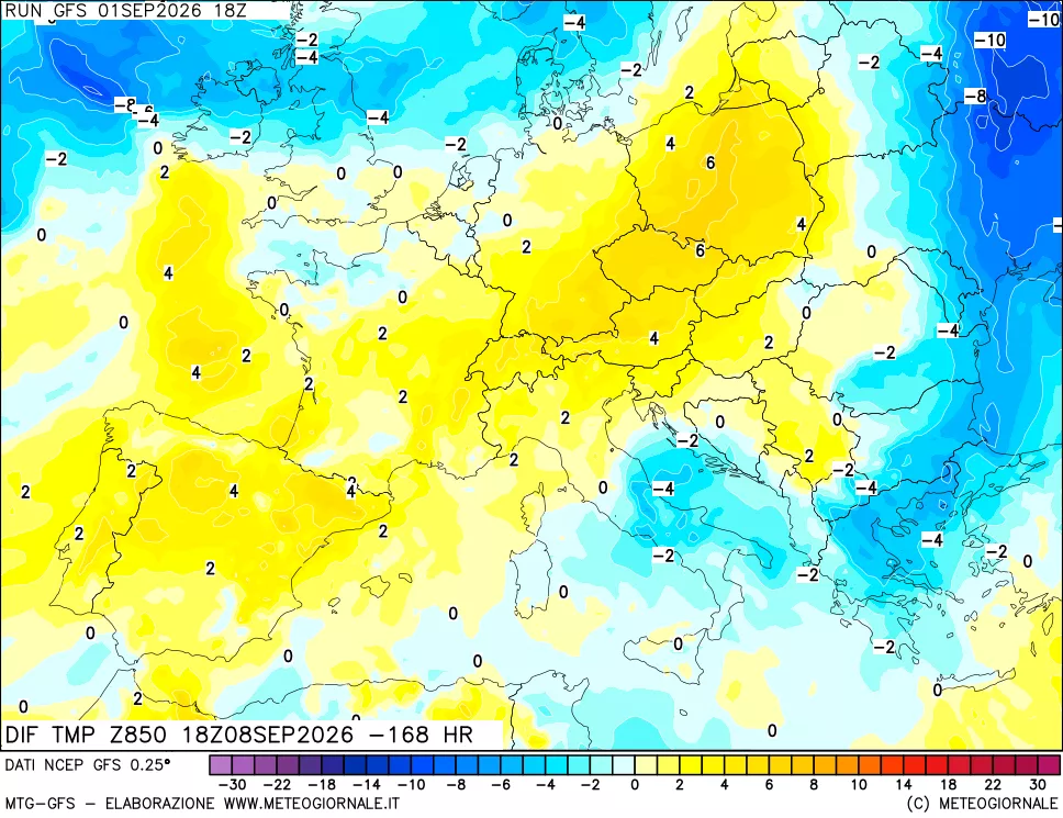 mappa 850 hPA Dif. Temp - Init