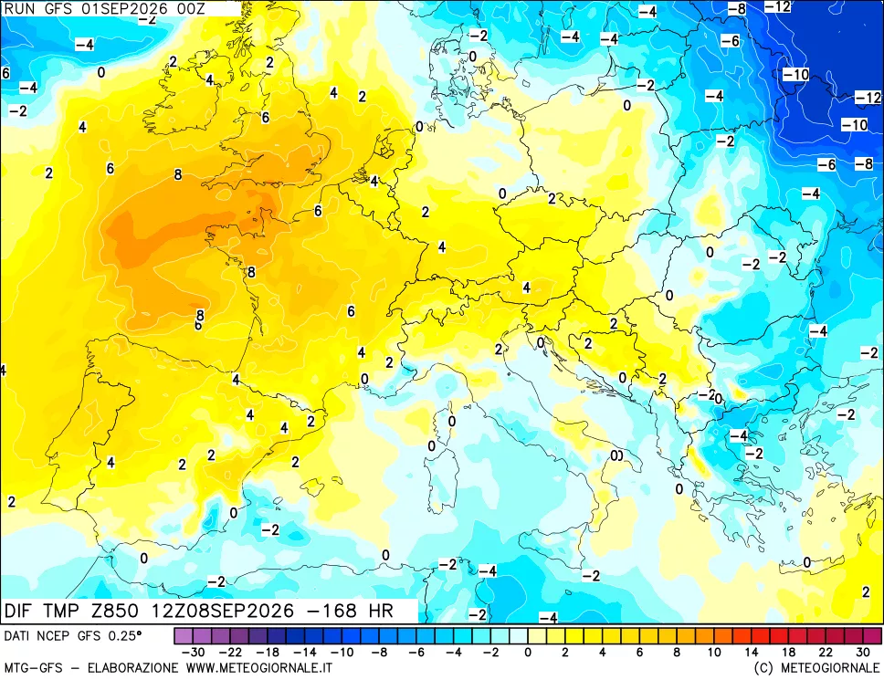 mappa 850 hPA Dif. Temp - Init
