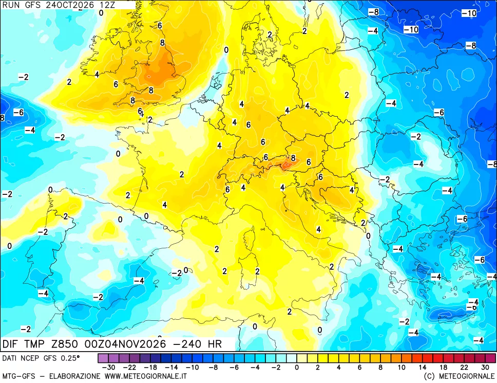mappa 850 hPA Dif. Temp - Init