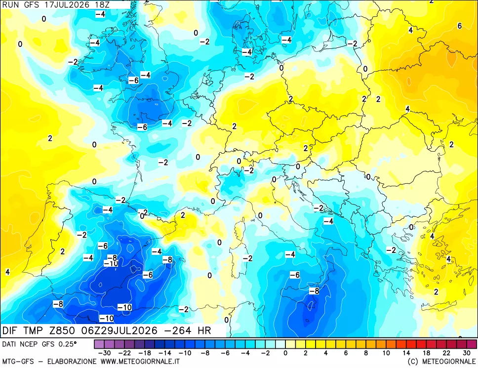 mappa 850 hPA Dif. Temp - Init