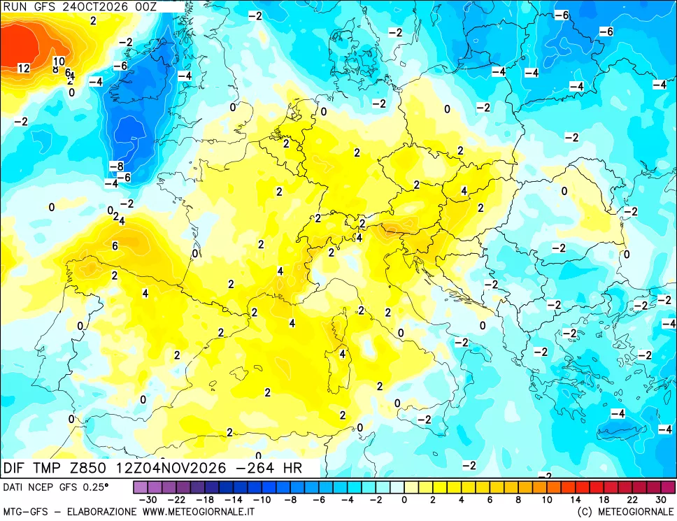 mappa 850 hPA Dif. Temp - Init
