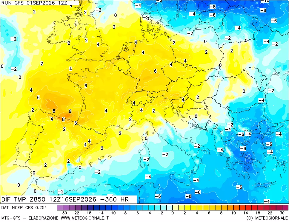 mappa 850 hPA Dif. Temp - Init