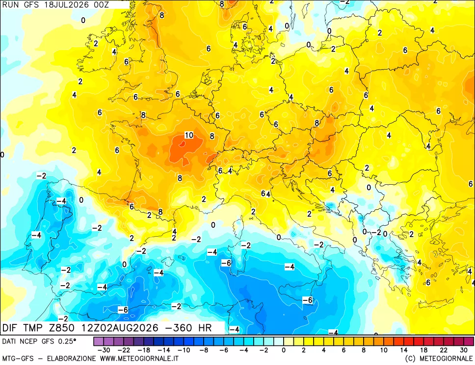 mappa 850 hPA Dif. Temp - Init