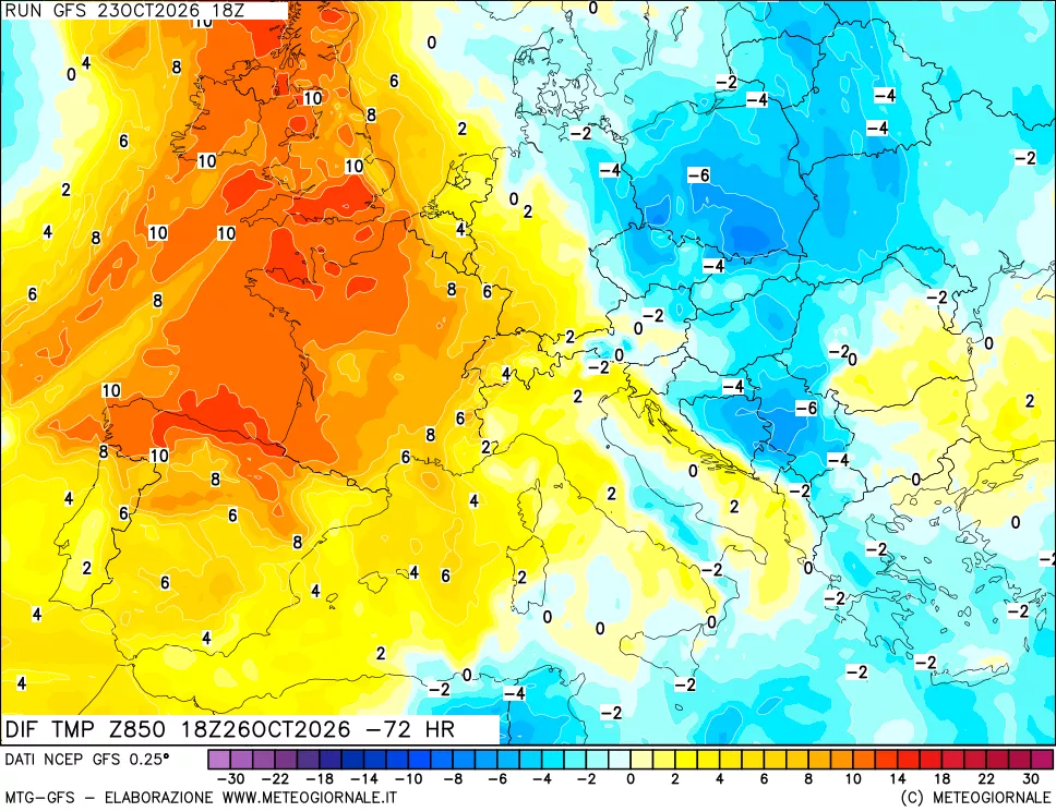 mappa 850 hPA Dif. Temp - Init