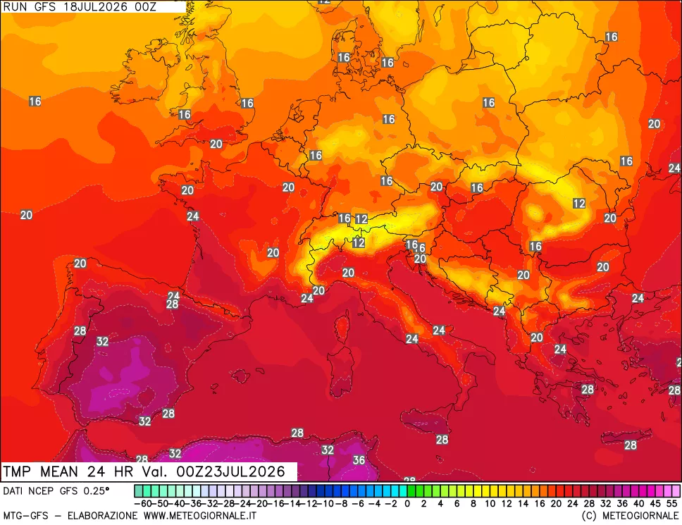 mappa Temperatura media 24 ore