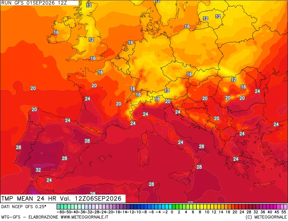 mappa Temperatura media 24 ore