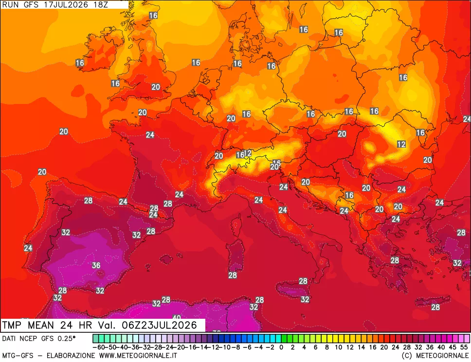 mappa Temperatura media 24 ore
