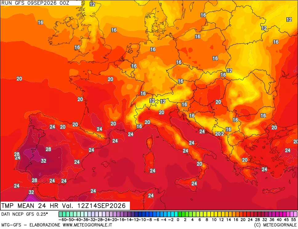 mappa Temperatura media 24 ore