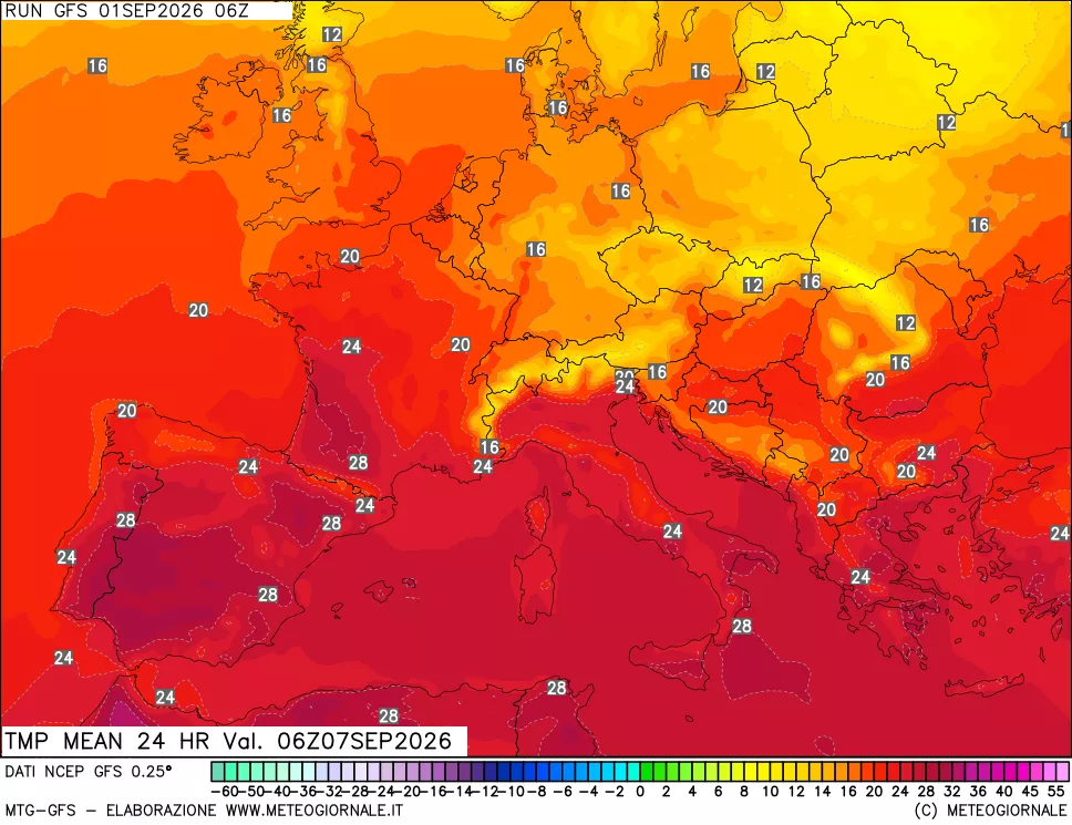 mappa Temperatura media 24 ore